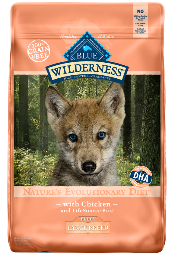 Blue Buffalo Wilderness Grain Free Chicken High Protein Recipe Large Breed Puppy Dry Dog Food