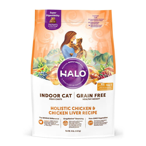 Halo Indoor Grain Free Holistic Healthy Weight Chicken & Chicken Liver Recipe Dry Cat Food