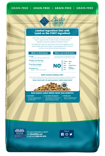 Blue Buffalo Basics Grain Free Large Breed Adult Lamb and Potato Recipe Dry Dog Food