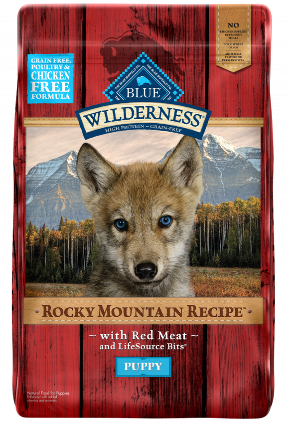 Blue Buffalo Wilderness Rocky Mountain Grain Free Natural Red Meat High Protein Recipe Puppy Dry Dog Food