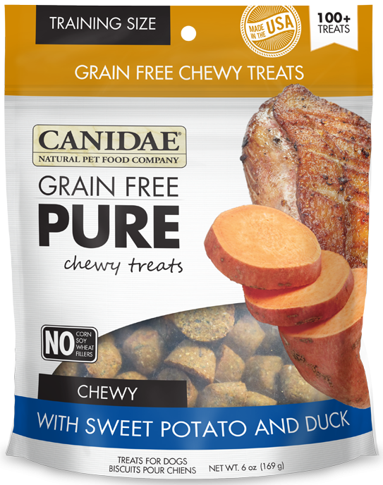 Canidae Grain Free PURE Chewy Training Treats with Sweet Potato and Duck Dog Treats