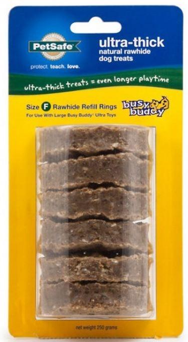 PetSafe Busy Buddy Ultra Thick Natural Rawhide Rings Dog Treats