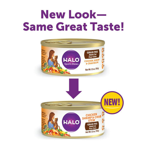 Halo Holistic Grain Free Adult Chicken, Shrimp & Crab Stew Canned Cat Food