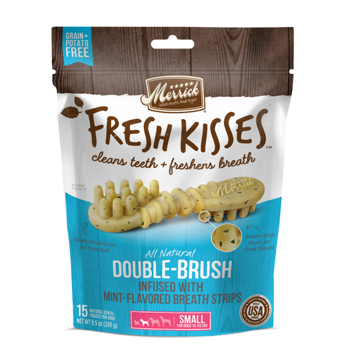 Merrick Fresh Kisses Grain Free Mint Breath Strips Small Dental Dog Treats