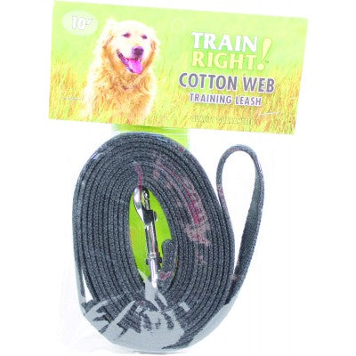 Train Right! Cotton Web Training Leash (20 ft Red)