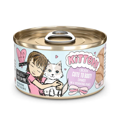Weruva BFF Kitten!  Chicken Cute To Boot! Chicken Dinner in a Hydrating Purée Cat Food (2.8 oz - 12pk)