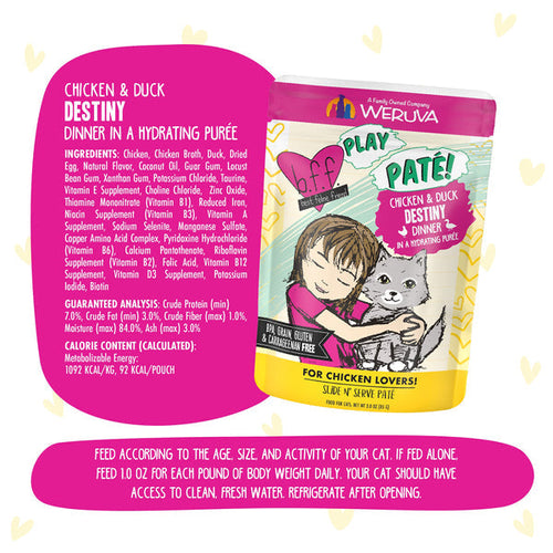 Weruva BFF PLAY Paté Chicken & Duck Destiny Dinner in a Hydrating Purée Cat Food