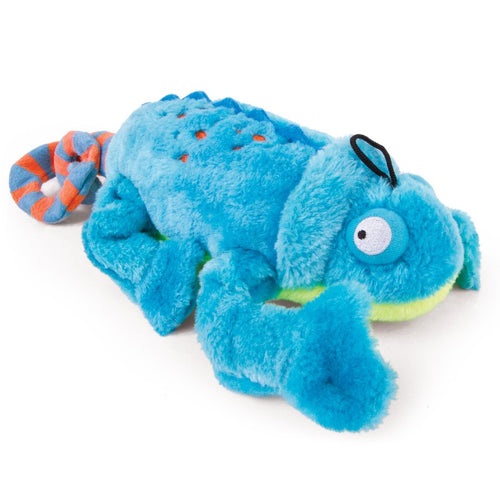 goDog Chameleon Chew Guard Squeaky Plush Dog Toy, Large