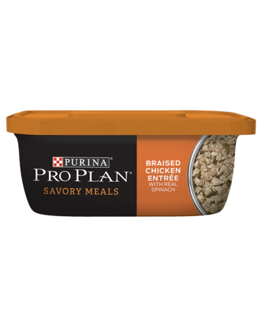 Purina Pro Plan Savory Meals Braised Chicken Entrée With Real Spinach Wet Dog Food