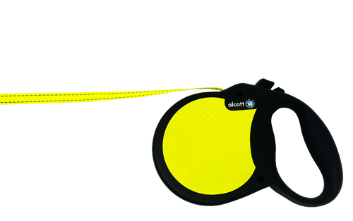 Alcott Reflective Retractable Leashes (MED, Neon Yellow/Black)