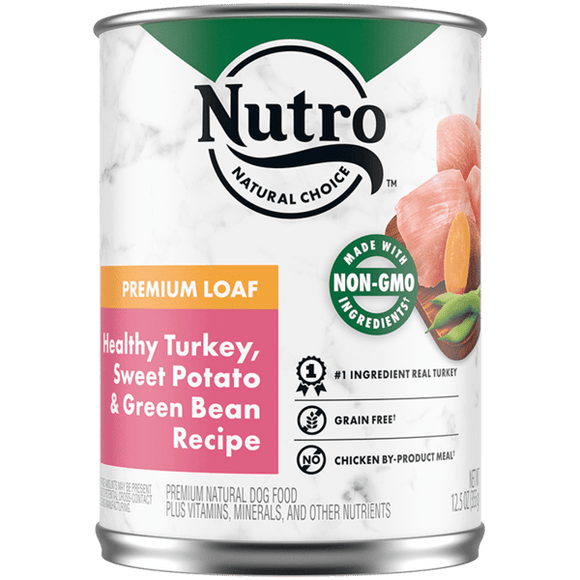 Nutro Premium Loaf Healthy Turkey, Sweet Potato & Green Bean Recipe Canned Dog Food (12.5-oz, case of 12)