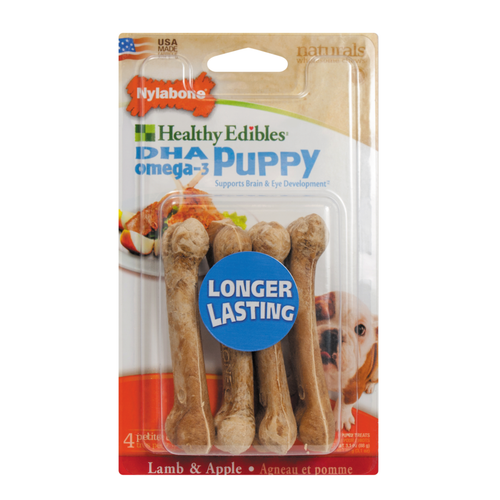 Nylabone Healthy Edibles Puppy Lamb And Apples Dog Treats Petite 4 pack