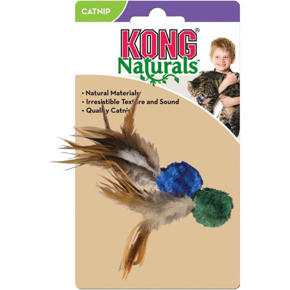 KONG NATURALS CRINKLE BALL W/FEATHERS (ASSORTED)